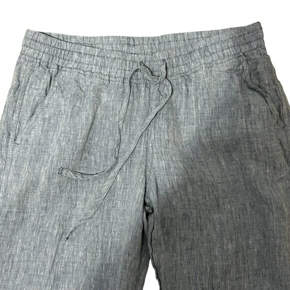 Allen Allen Linen Pants Elastic Tie Front Waist Gray Size S - Picture 4 of 8